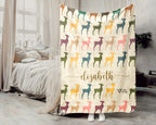 Retro Personalized Baby Deer Blanket Custom Name, Vintage Fawn Throw for Kids Teens Adults, Cozy Wildlife Nature Home Gift