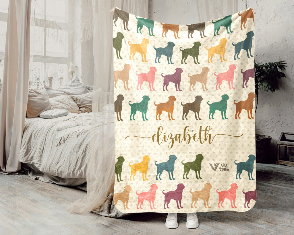 Custom Name Rottweiler Blanket, Cozy Vintage Puppy Throw for Dog Lovers