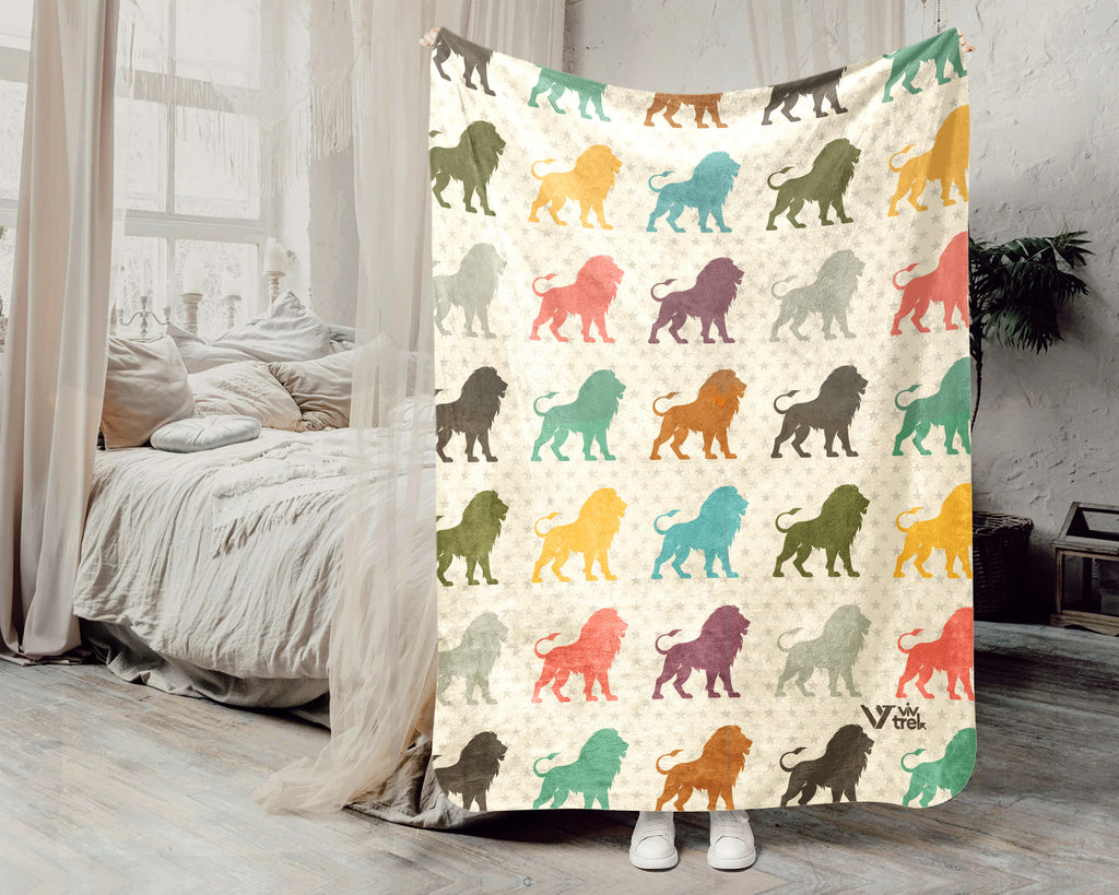 Retro Lion Blanket Gift for Animal Lovers, Cozy Wildlife Throw, Jungle Inspired Decor Accent for Bedroom and Living Spaces