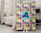 Retro New York Blanket, 4th of July Cozy Patriotic Throw, Vintage NY Lover Fleece, Empire State Inspired American Home Gift