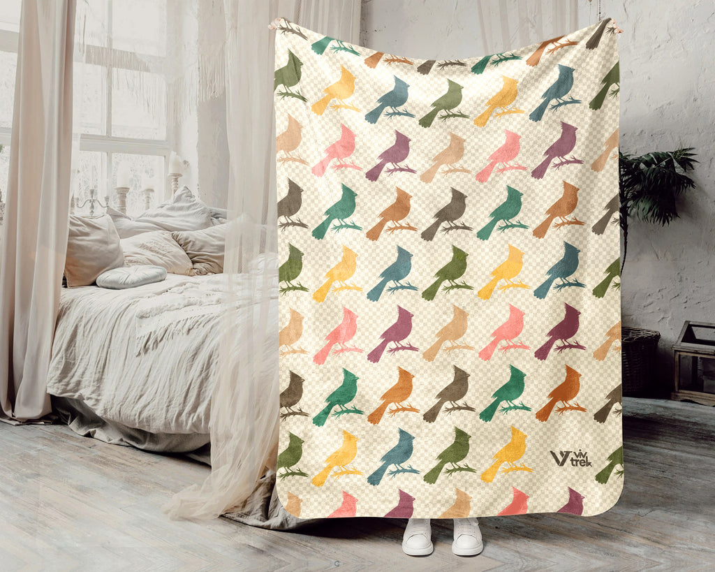 Retro Cardinal Bird Blanket Cozy Nature Throw for Bird Lovers Soft Wildlife Decor Unique Outdoor Inspired Home Gift