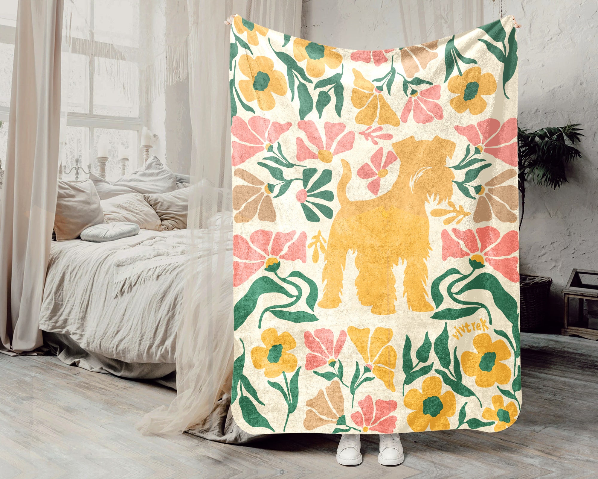 Miniature Schnauzer Blanket – Cozy Floral Dog Lover Throw
