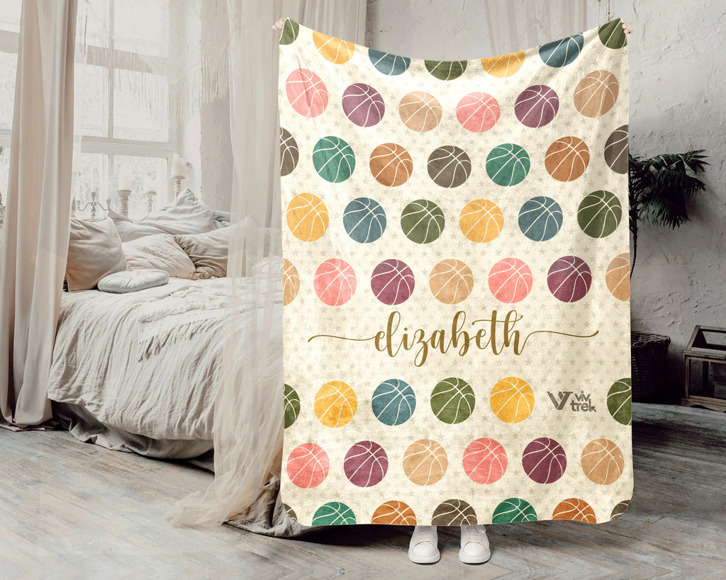 Personalized Basketball Throw – Cozy Custom Name Sports Blanket