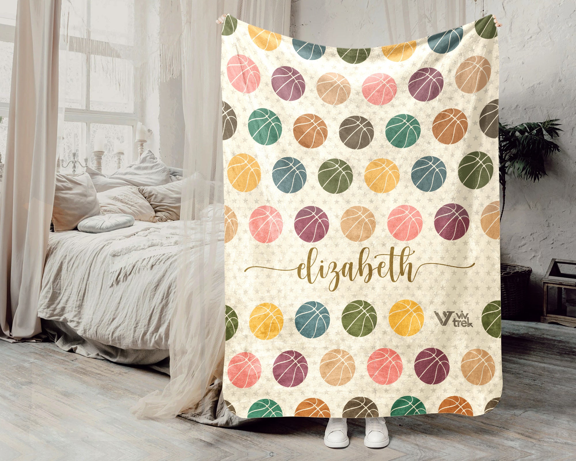 Personalized Basketball Throw – Cozy Custom Name Sports Blanket