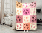 Soccer Lover Blanket Gift, Unique Football Fan Decor, Soccer Pastel Block Throw for Players, Cool Sports Graphic Blanket, Soccer Room Accent