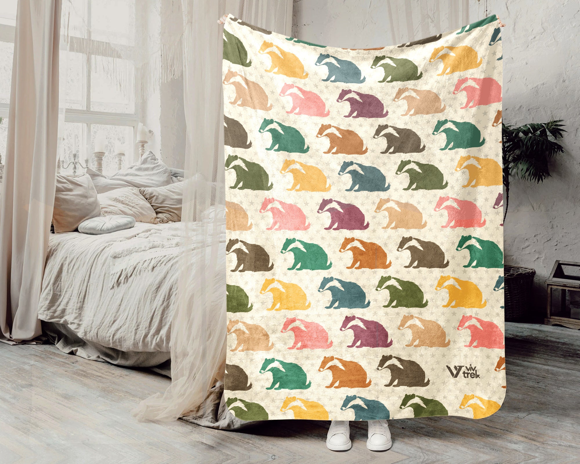 Cozy Honey Badger Blanket – Vintage Wildlife Throw for Animal Lovers