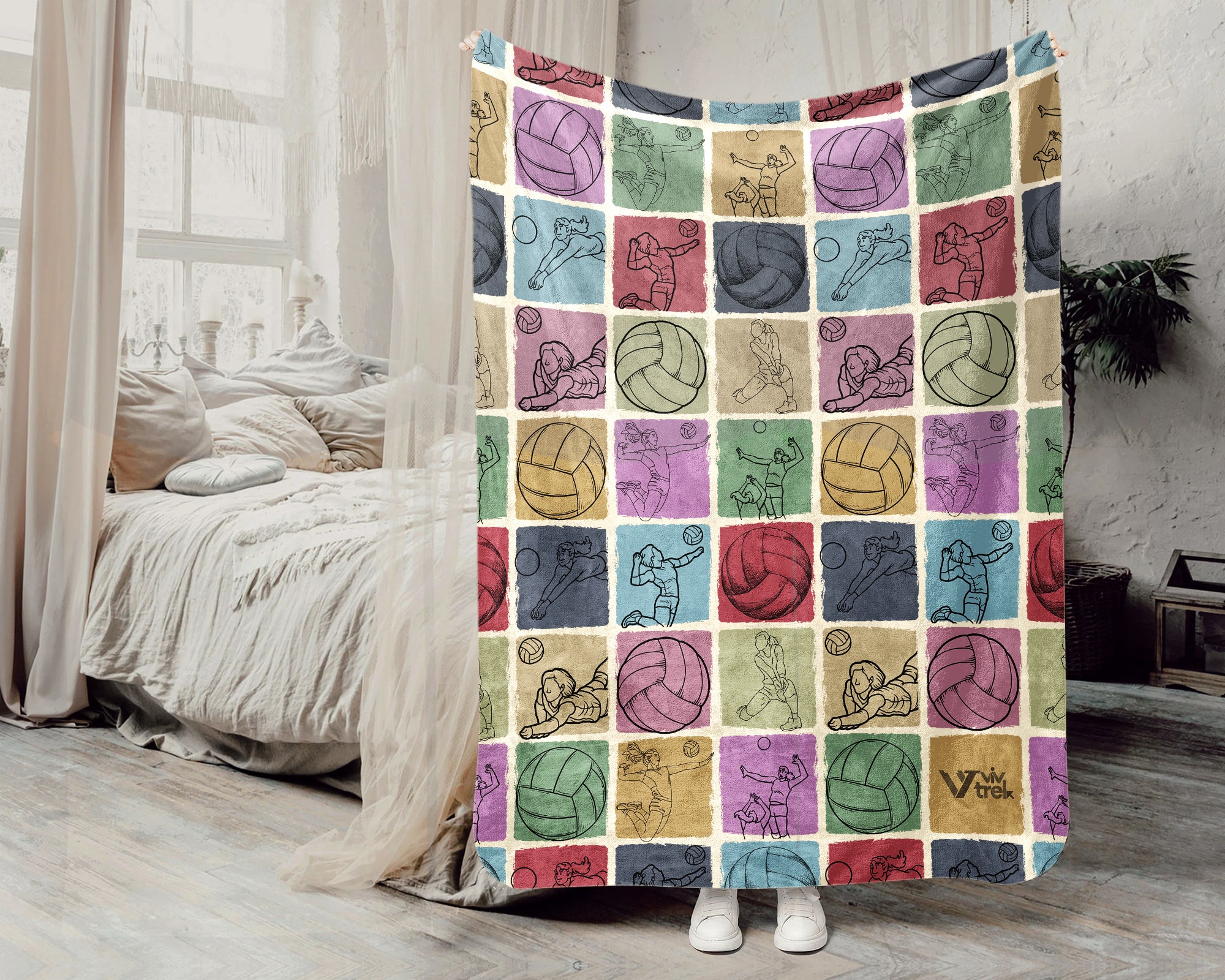 Vintage Volleyball Blanket Gift for Sports Lovers, Cozy Athletic Throw, Fun Game Decor Accent for Bedroom and Living Spaces