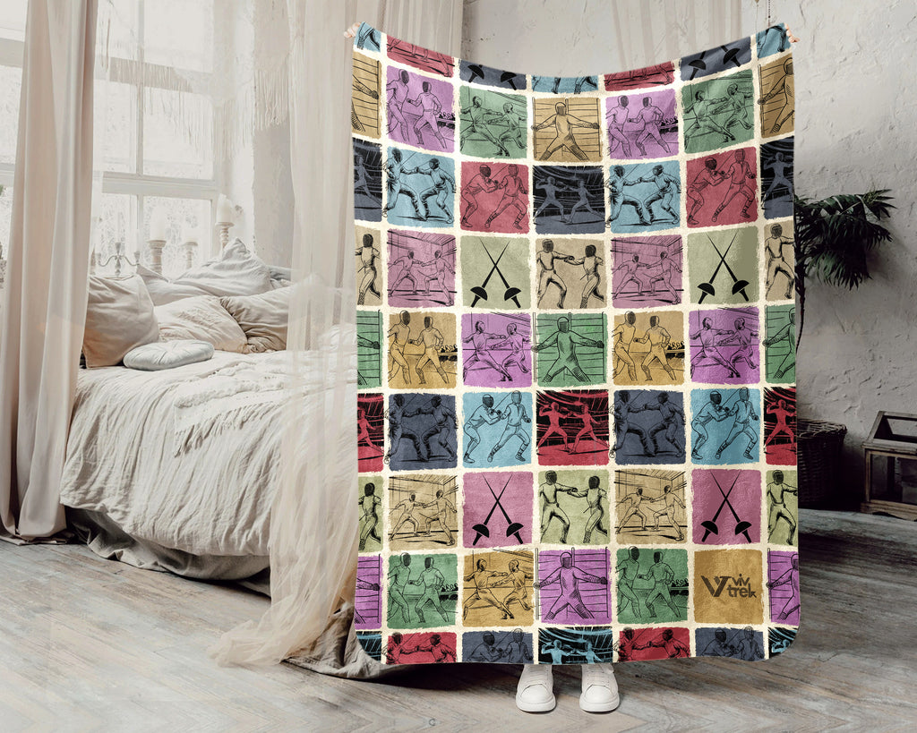 Vintage Fencing Lover Blanket – Cozy Sports Throw for Fencers