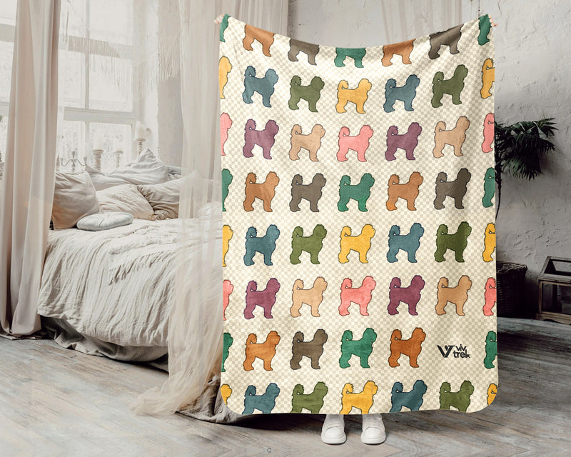 Retro Old English Sheepdog Throw Blanket for Couch, Fluffy Bobtail Dog Gift, Cozy OES Home Decor for Dog Lovers