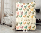 Personalized T-Rex Blanket Custom Name Dino Throw Retro Tyrannosaurus Decor Cozy Gift Unique Prehistoric Home Accent
