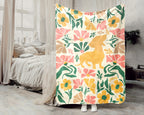 Floral Dachshund Blanket – Cozy Vintage Dog Lover Throw