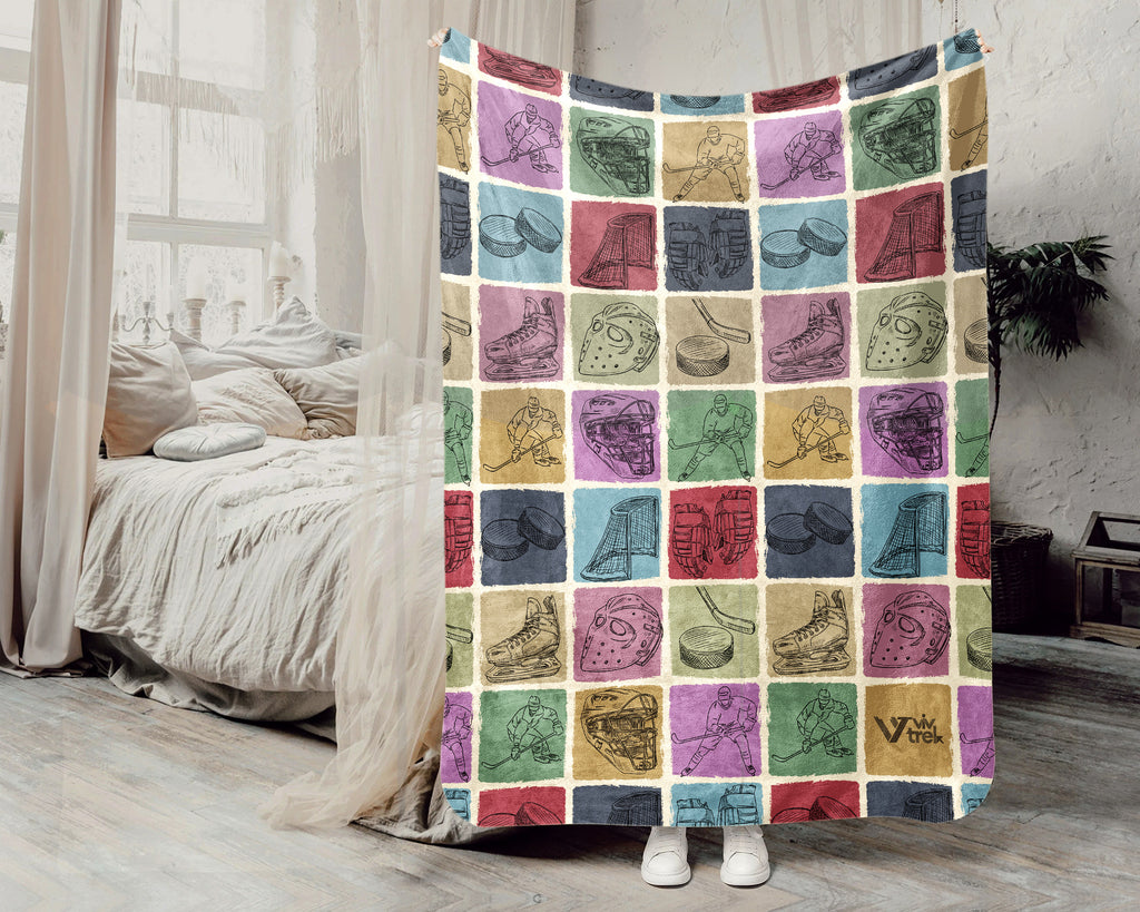 Retro Ice Hockey Puck Blanket – Cozy Throw for Ice Hockey Fans
