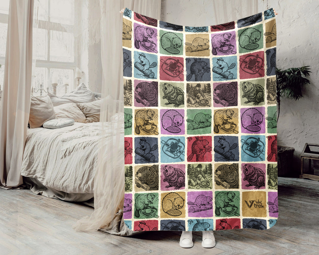 Vintage Beaver Blanket – Cozy Woodland Animal Lover Throw Gift