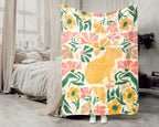 Floral Capybara Blanket – Cozy Wildflower Animal Lover Throw