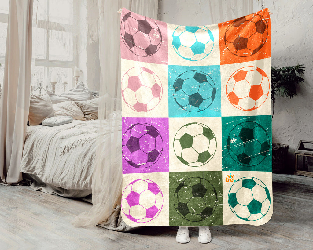 Cozy Soccer Lover Blanket Gift, Soccer Throw for Players, Unique Football Fan Decor, Cool Sports Graphic Blanket, Soccer Room Accent