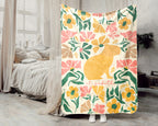 Floral Custom Name Capybara Blanket, Cozy Floral Capybara Throw Gift for Kids Teens Adults, Perfect Birthday Animal Gift