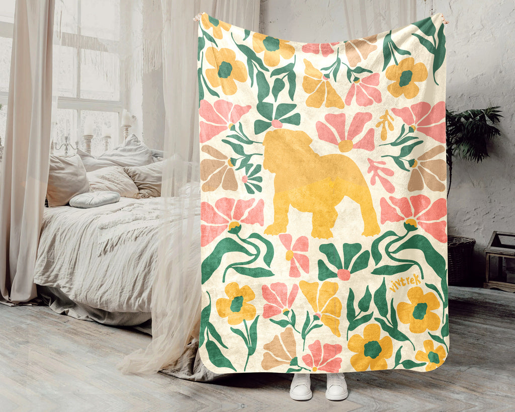English Bulldog Blanket – Cozy Wildflower Dog Lover Throw