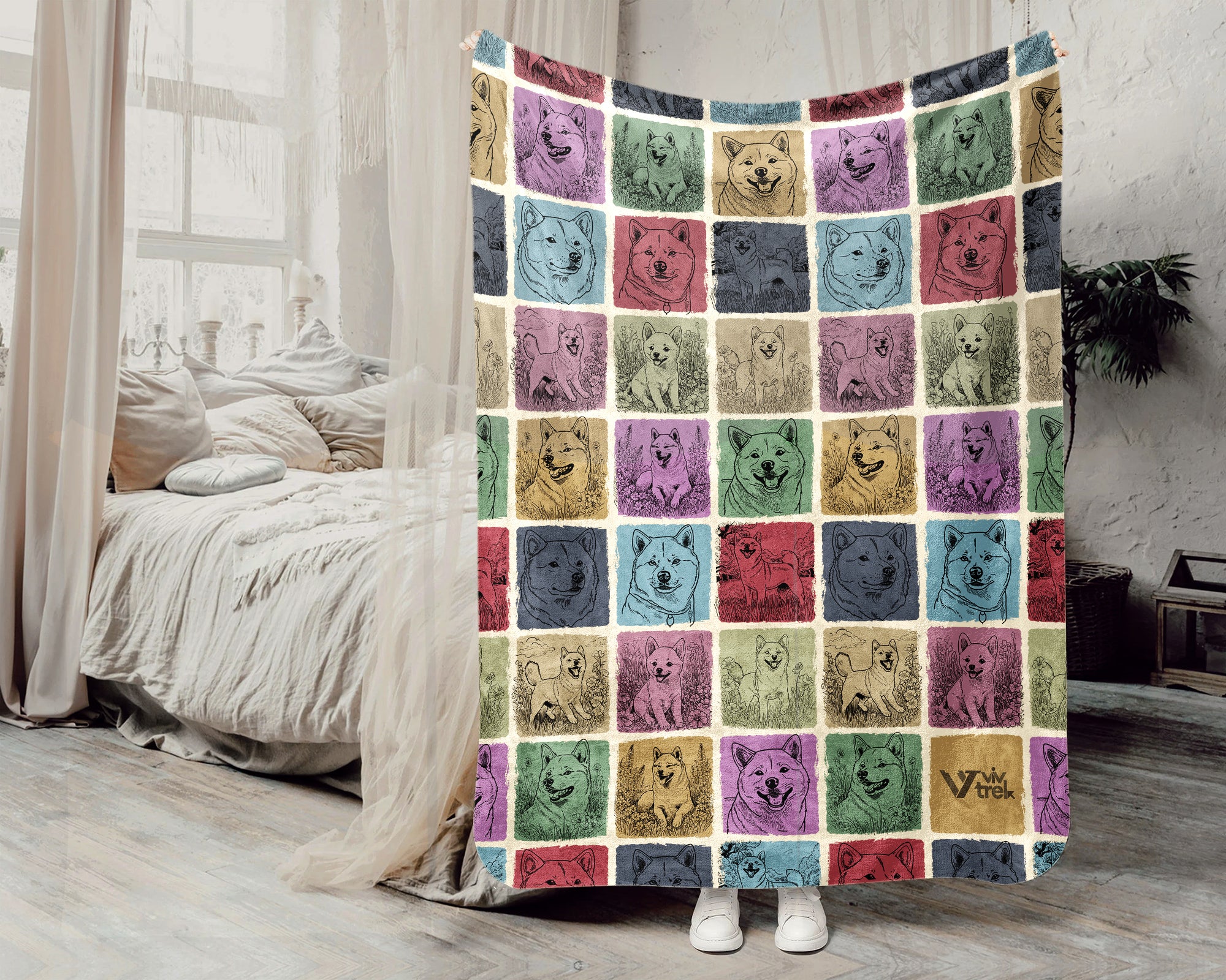 Vintage Shiba Inu Dog Blanket Cozy Shiba Inu Puppy Throw Cute Pet Blanket Unique Dog Breed Home Decor Gift Idea