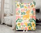 Personalized Name Floral Dachshund Blanket, Cozy Wiener Dog Lover Throw