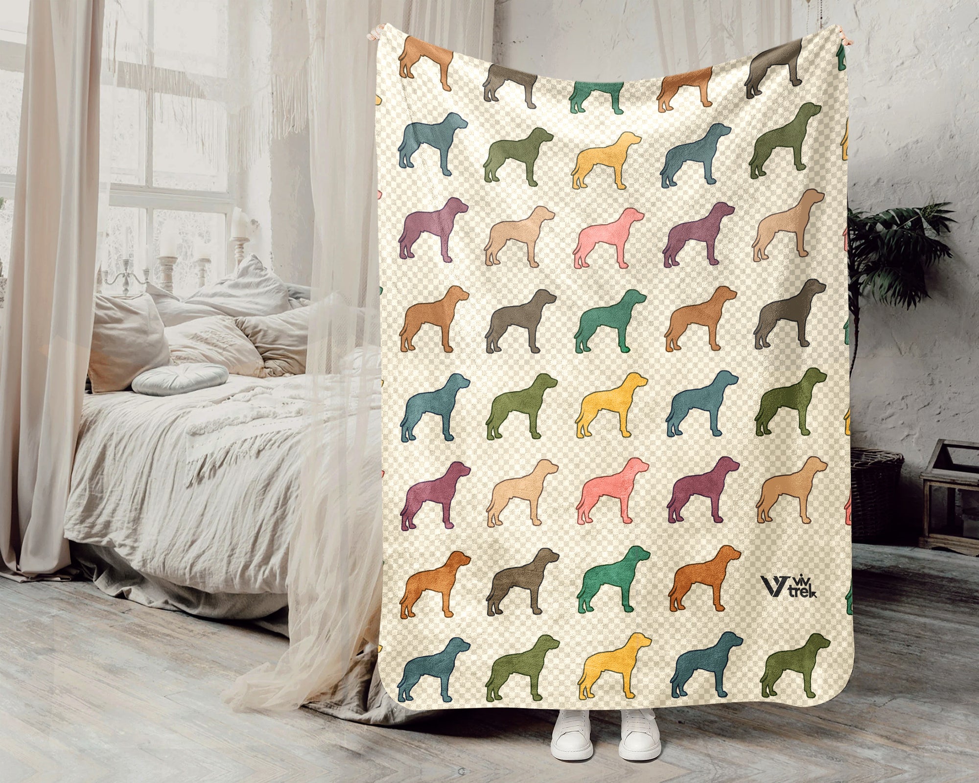 Retro Vizsla Dog Throw Blanket, Magyar Pointer Lover Gift, Rusty Gold Sporting Breed Cozy Home Decor Accent