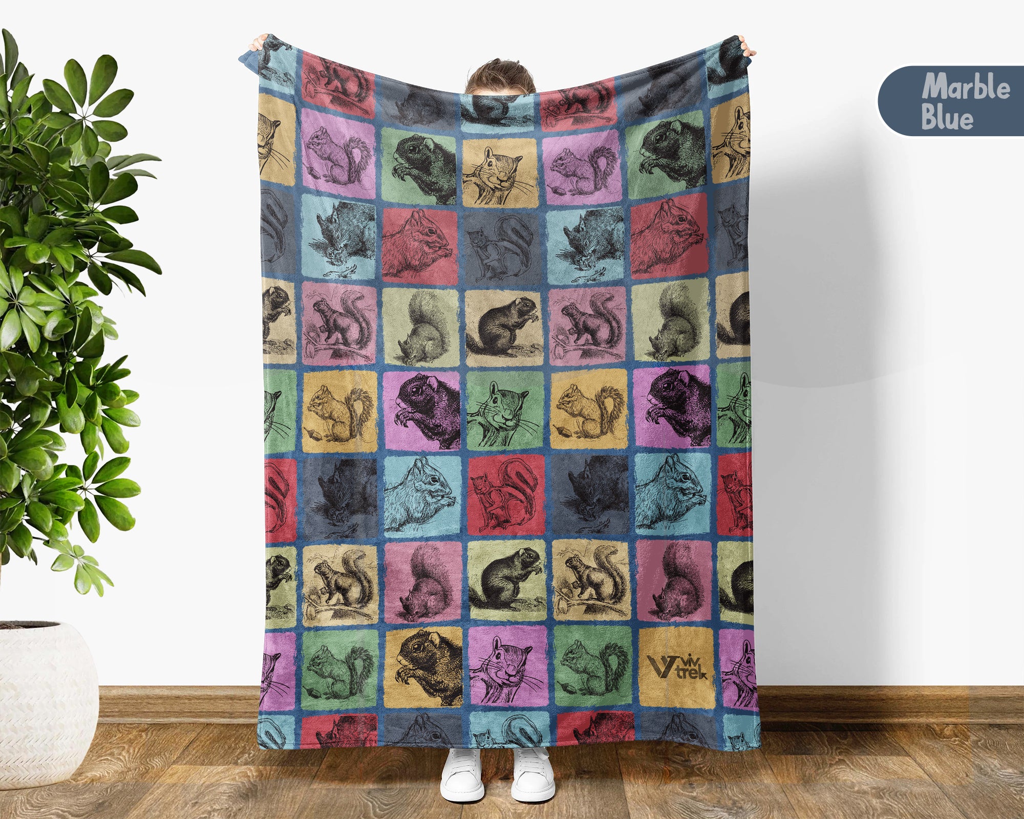 Retro Squirrel Lover Blanket Cozy Woodland Animal Throw Gift