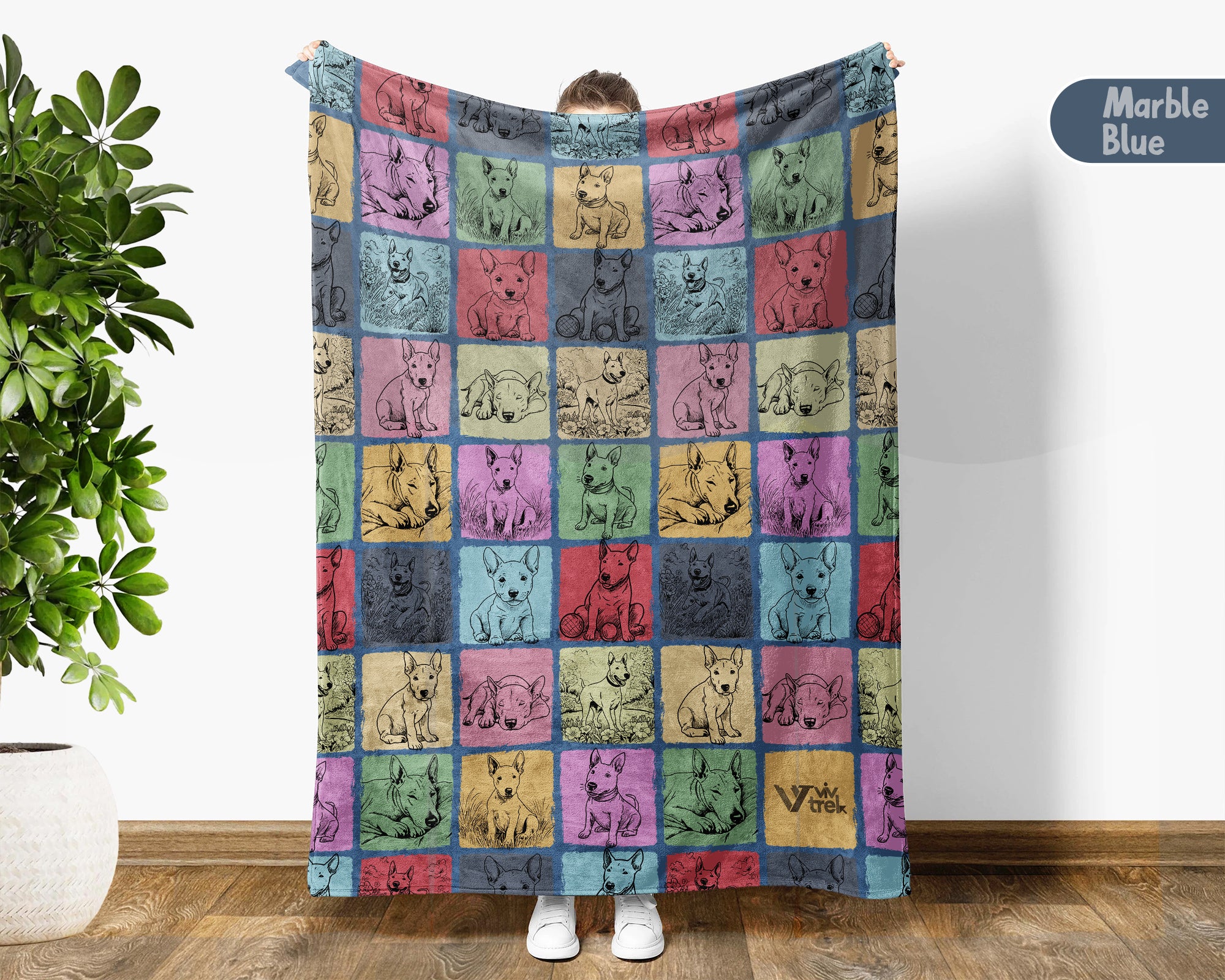 Bull Terrier Blanket – Cozy Vintage Dog Lover Throw Gift