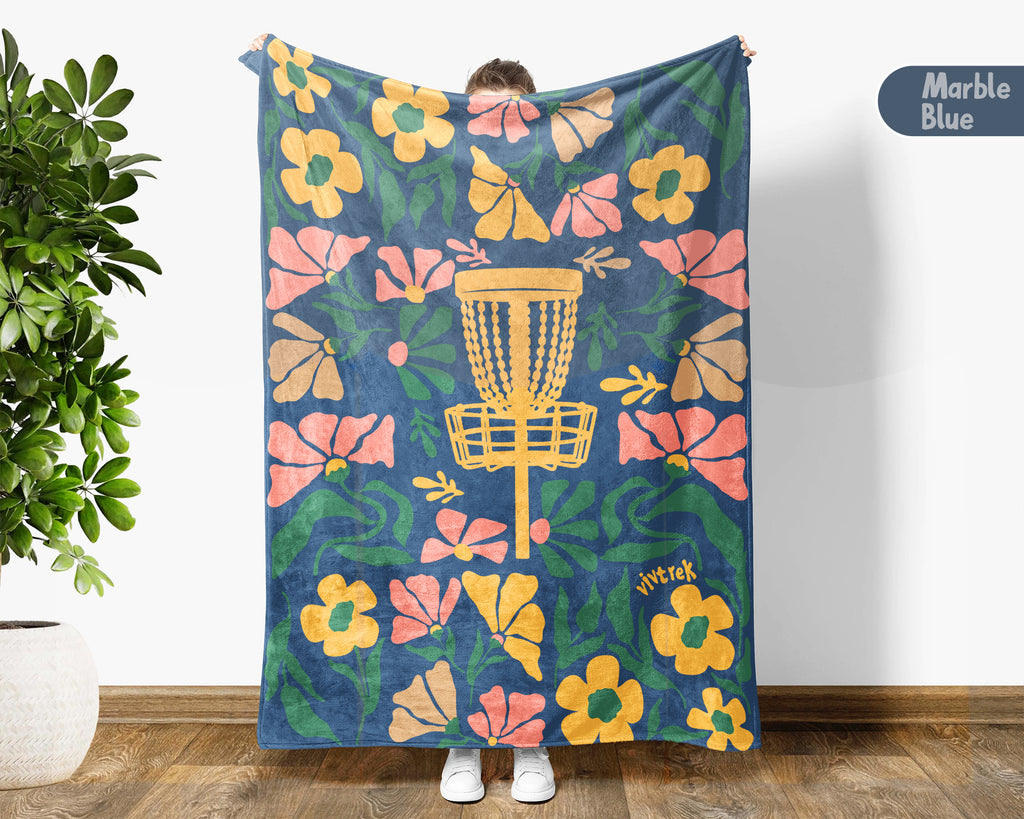 Floral Disc Golf Blanket – Cozy Throw for Disc Golf Fans