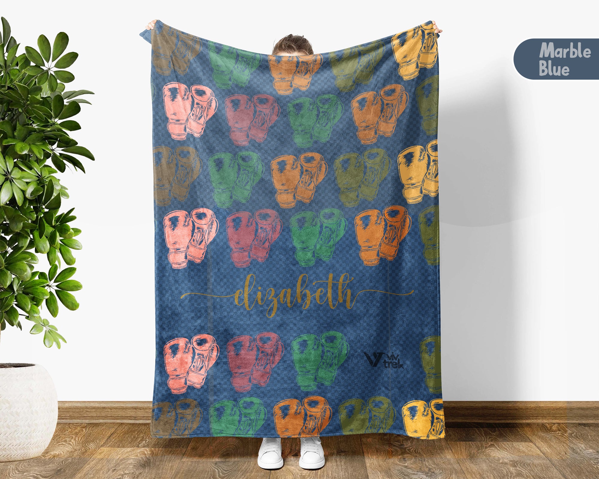 Custom Name Boxing Lover Blanket Sporty Throw Cozy Personalized Gift Soft Fitness Decor for Boxing Fans Home