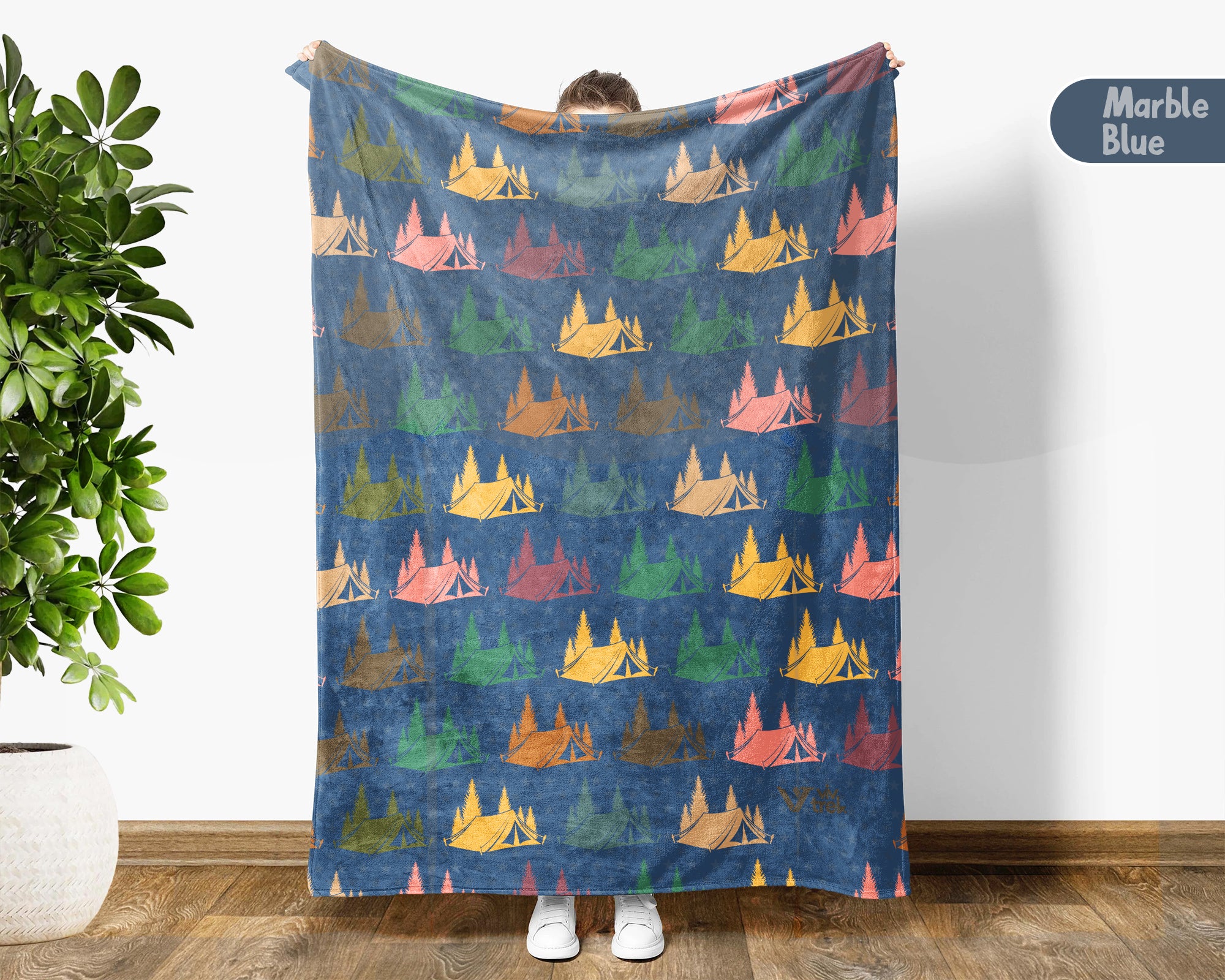 Retro Camping Throw Cozy Adventure Blanket Soft Nature Travel Decor Unique Campfire Gift for Outdoor Lovers
