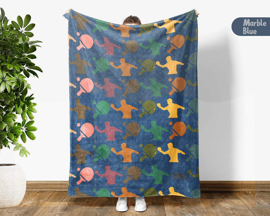 Retro Ping Pong Blanket Cozy Table Tennis Throw Soft Sports Decor Unique Player Gift for Game Lovers