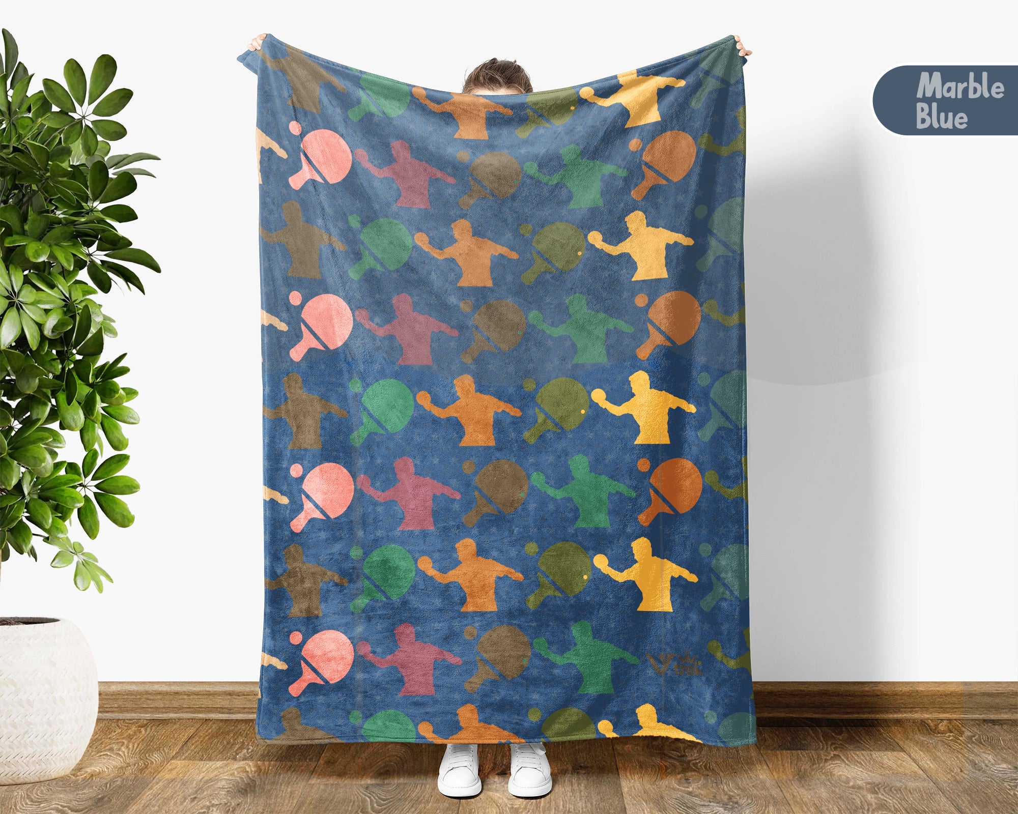 Retro Ping Pong Blanket Cozy Table Tennis Throw Soft Sports Decor Unique Player Gift for Game Lovers