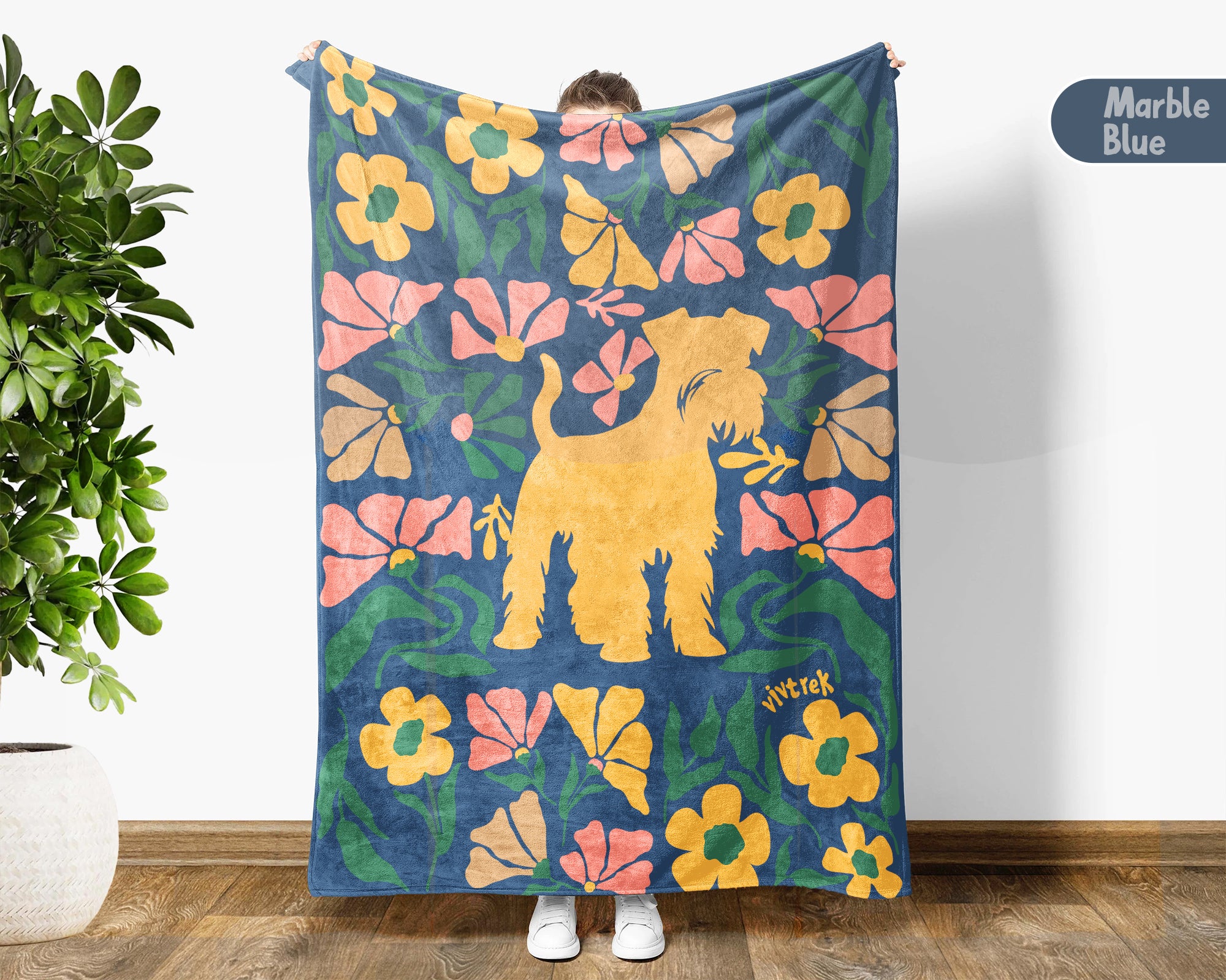Miniature Schnauzer Blanket – Cozy Floral Dog Lover Throw