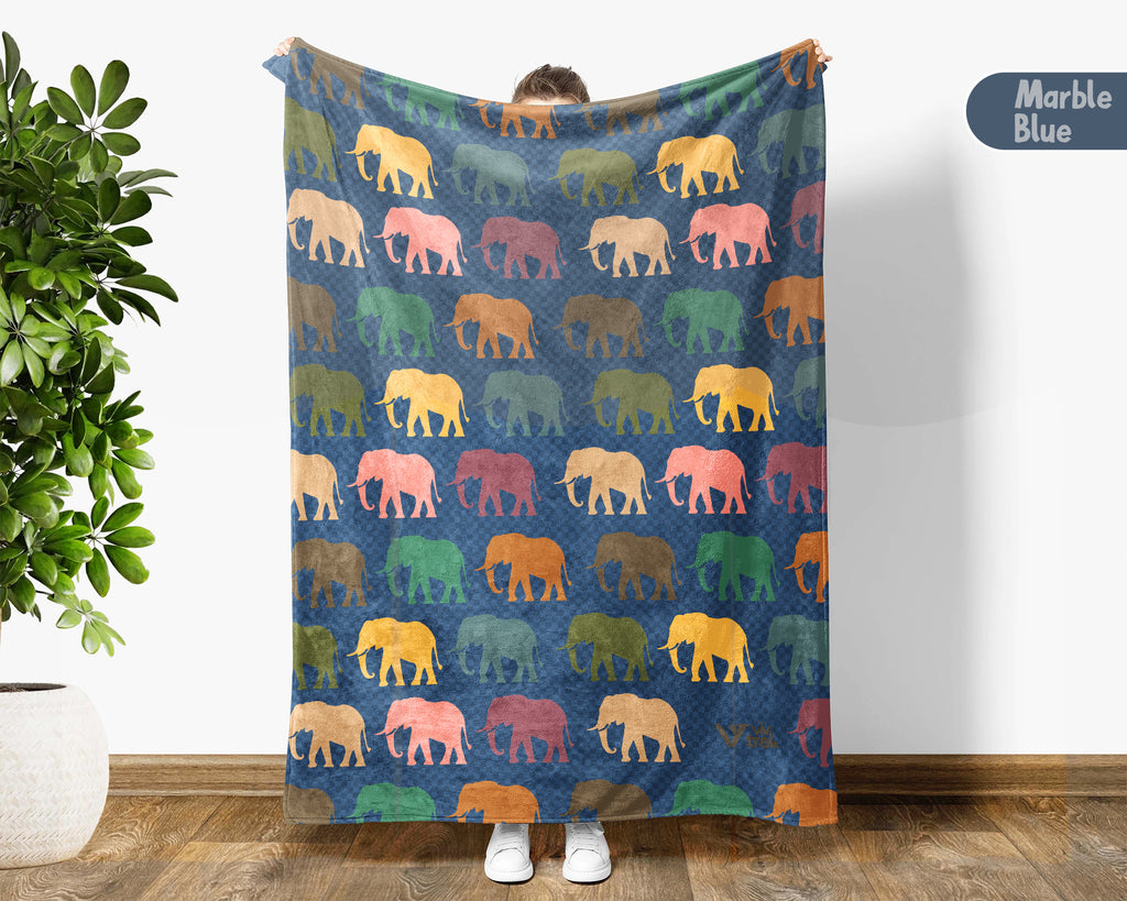 Retro Elephant Throw – Cozy Wildlife Animal Lover Blanket