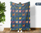 Retro Old English Sheepdog Throw Blanket for Couch, Fluffy Bobtail Dog Gift, Cozy OES Home Decor for Dog Lovers