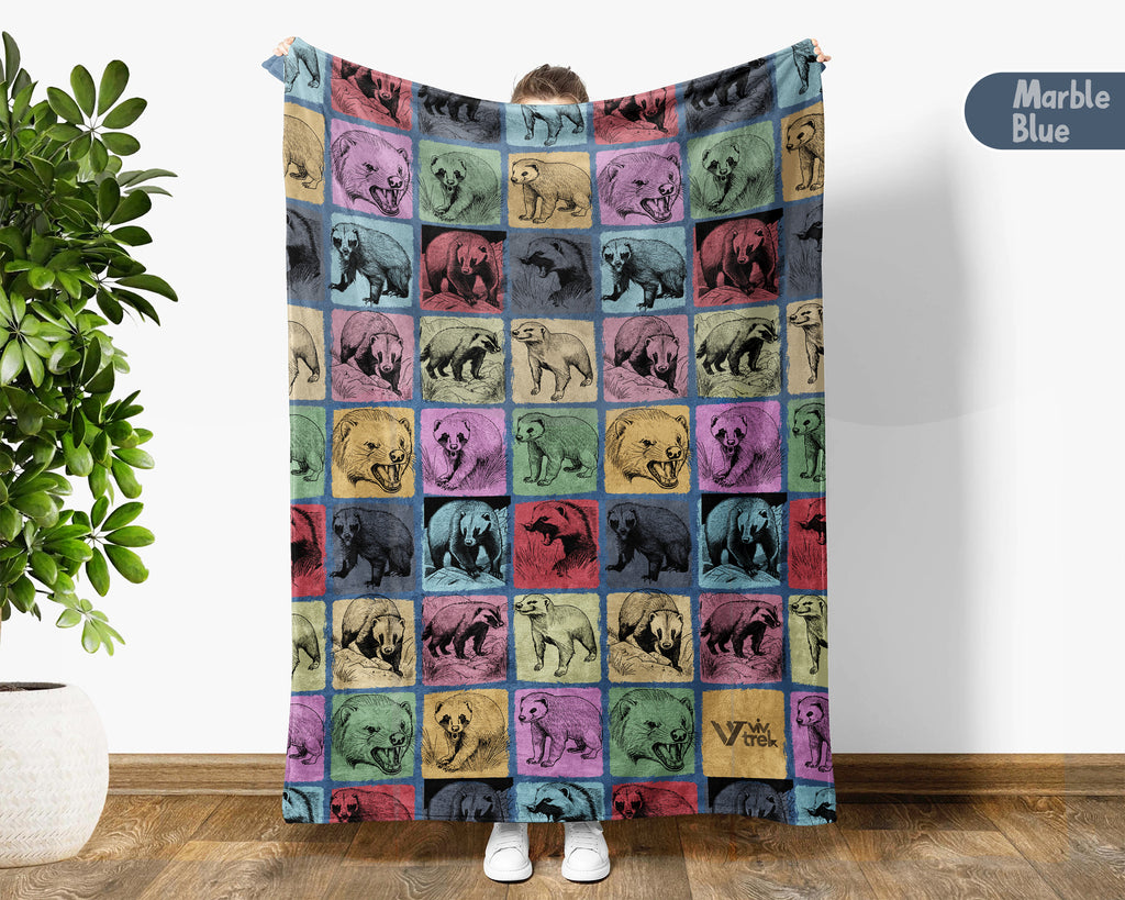 Vintage Honey Badger Throw Blanket – Cozy Wildlife Animal Gift
