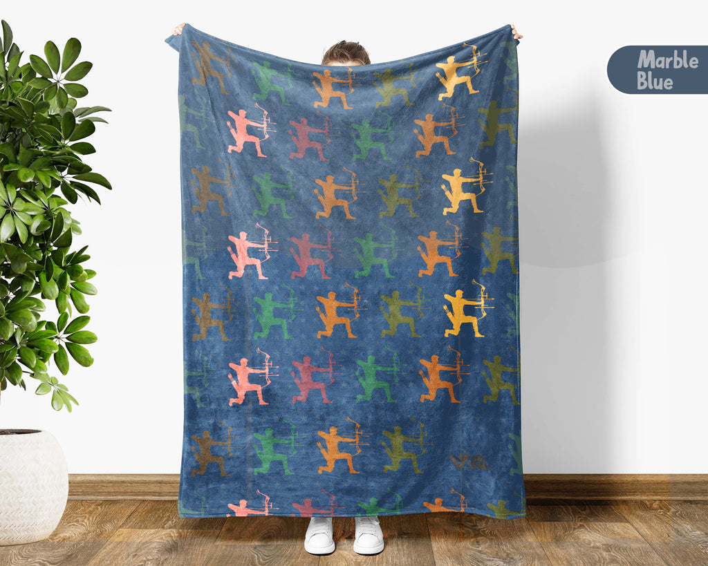 Retro Archery Throw Cozy Bowman Blanket Soft Outdoor Sports Decor Unique Bow Lover Gift for Rustic Home Style