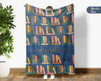 Custom Name Reading Blanket Retro Book Lover Throw Cozy Personalized Gift Soft Library Inspired Decor for Home