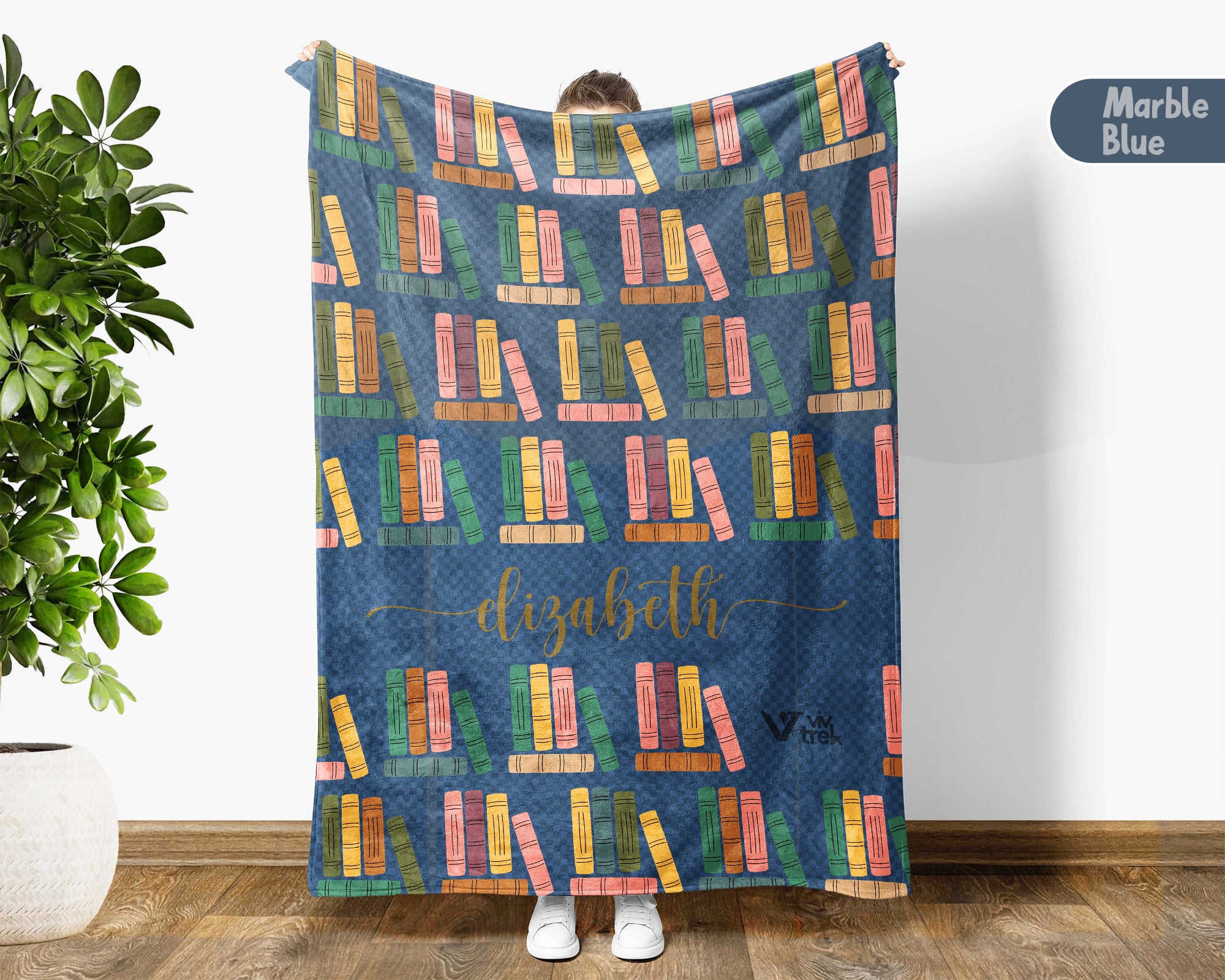 Custom Name Reading Blanket Retro Book Lover Throw Cozy Personalized Gift Soft Library Inspired Decor for Home
