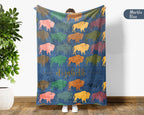 Custom Buffalo Blanket Personalized Name Wildlife Throw Retro Bison Graphic Cozy Rustic Home Decor Unique Western Gift Idea