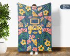 Floral Video Gaming Blanket – Cozy Gamer Throw for Kids, Teens & Adults