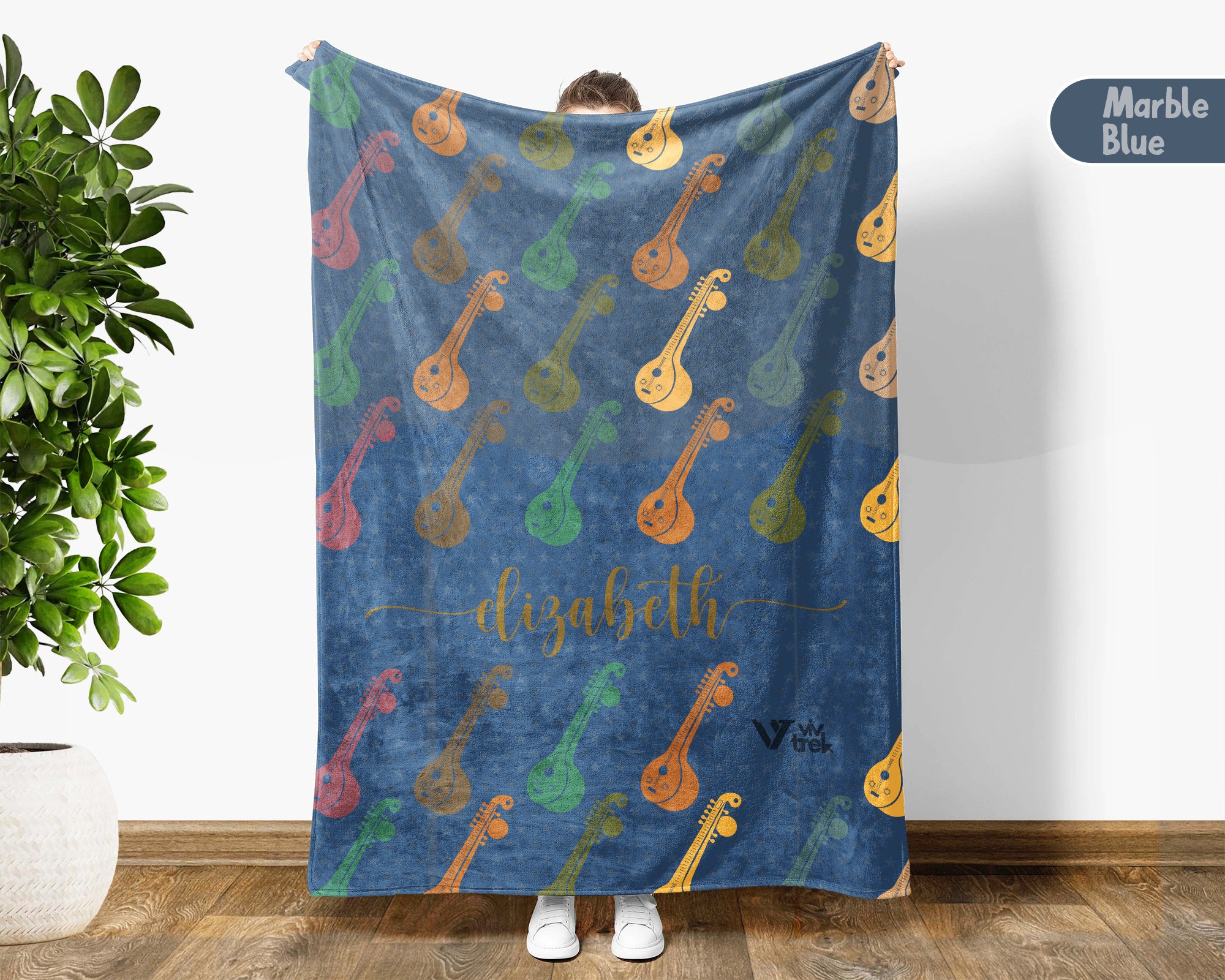 Personalized Sitar Blanket Custom Name Music Lover Throw Cozy Instrument Inspired Gift Vintage Style Home Decor Accent