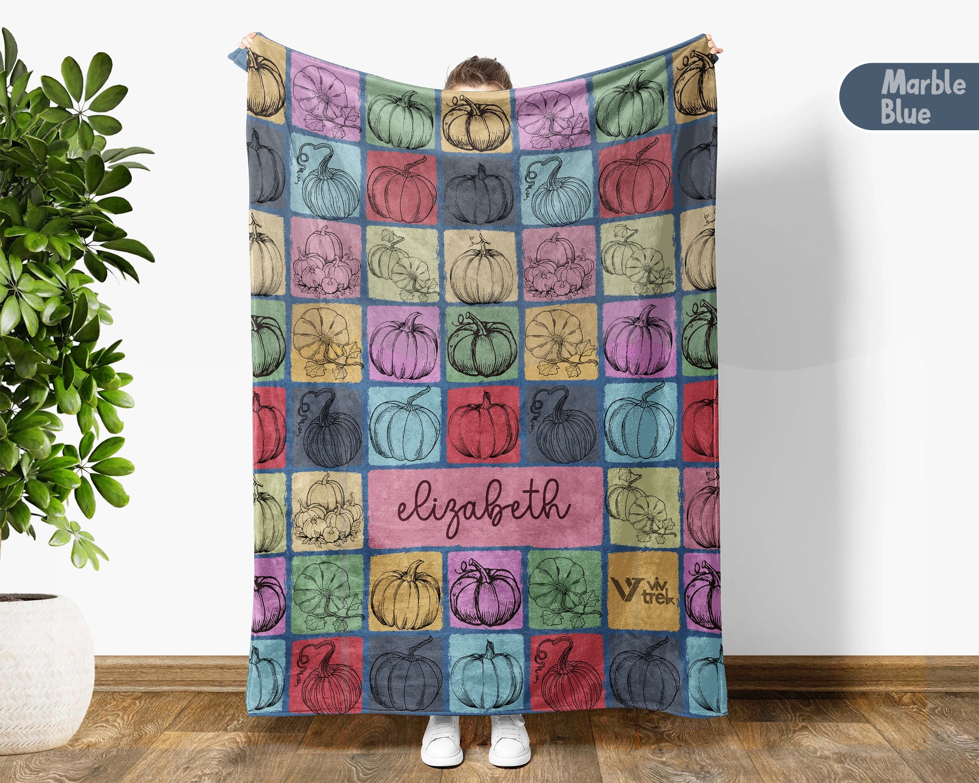 Personalized Name Pumpkin Blanket, Vintage Harvest Throw Gift for Rustic Autumn Decor and Cozy Fall Inspired Spaces