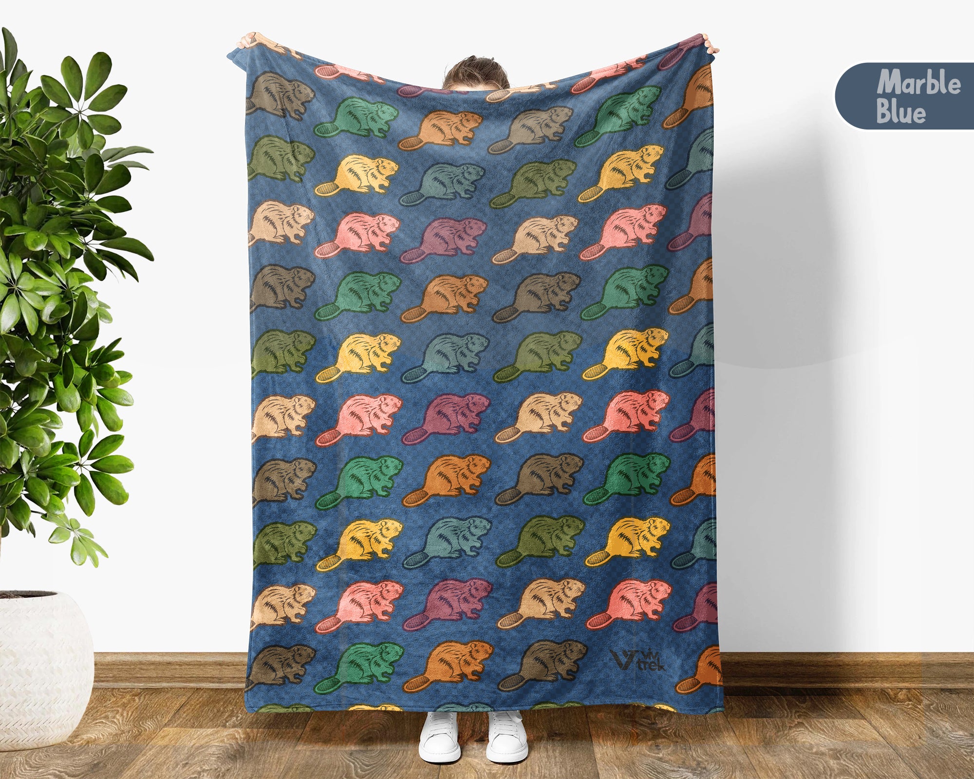 Retro Beaver Throw Blanket – Cozy Wildlife Gift for Nature Lovers