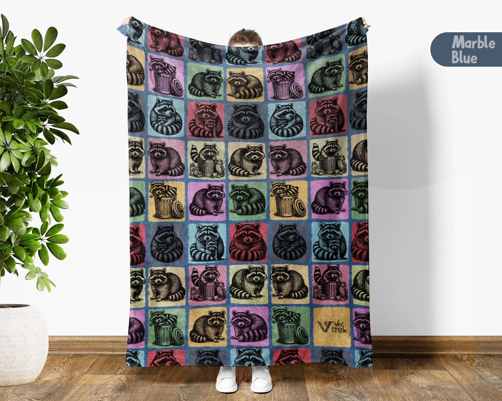 Vintage Raccoon Gift Blanket Cozy Animal Lover Throw Funny Wildlife Decor Soft Graphic Blanket Unique Humor Gift for Home
