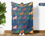 Custom Name Retro Bull Blanket, Personalized Rustic Ranch Throw for Cow Farm Wildlife Lover Home Decor and Gifts