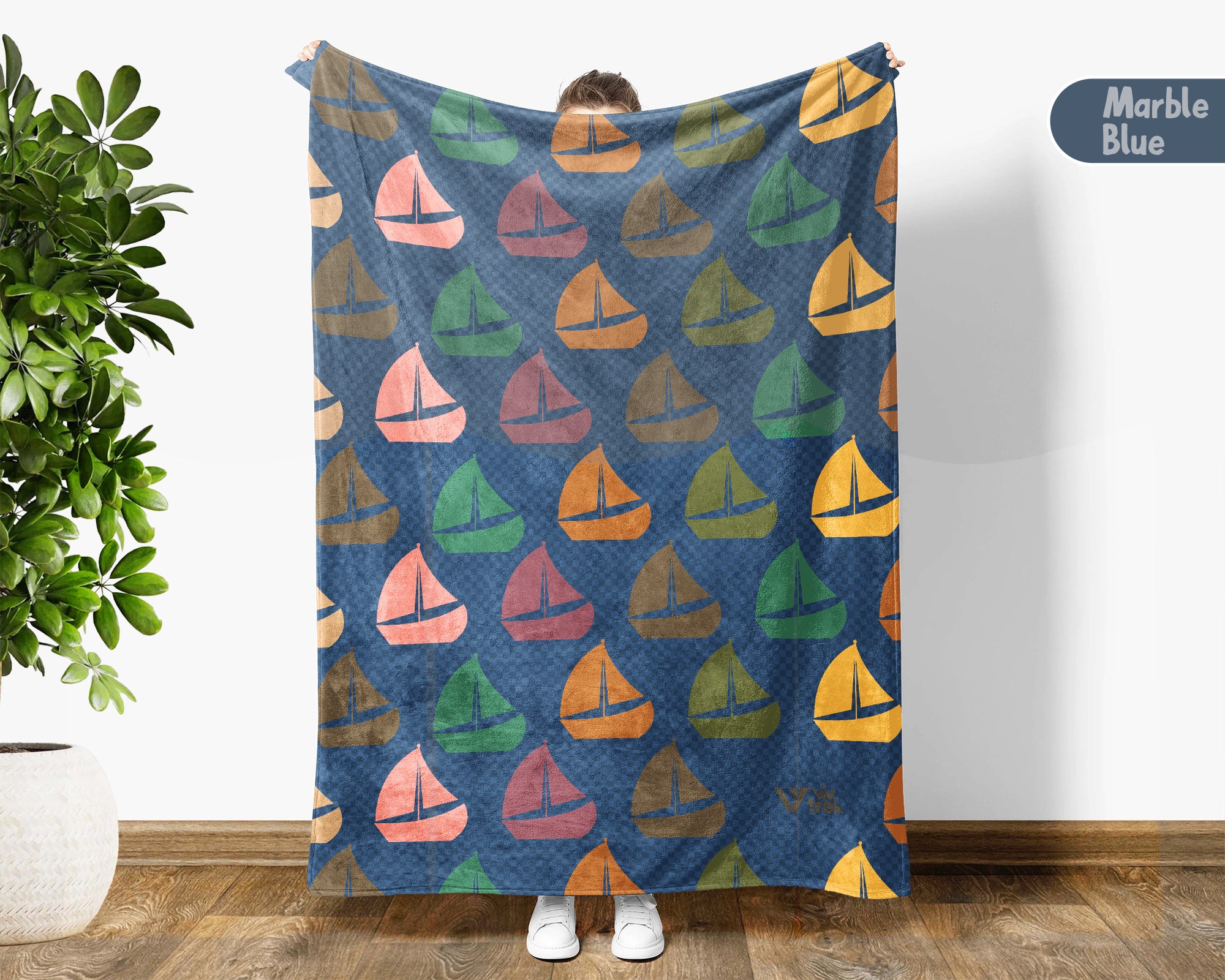 Retro Sailing Boat Blanket for Coastal Decor, Cozy Nautical Throw Gift for Sailors and Boating Enthusiasts