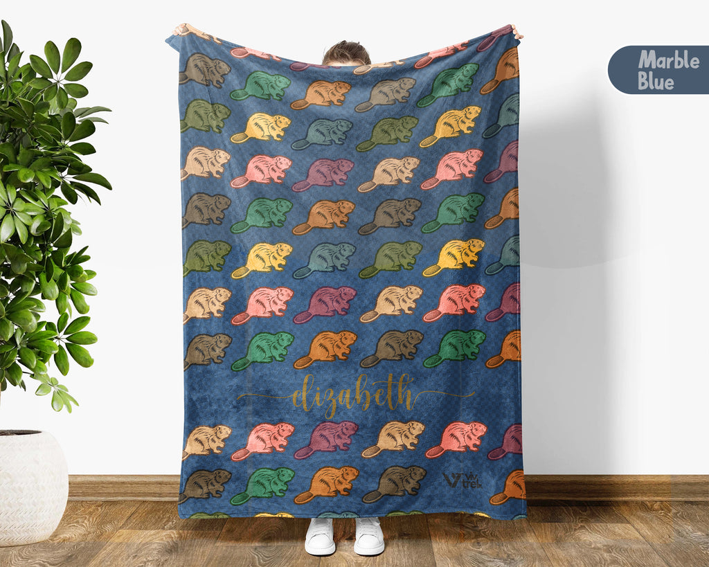 Personalized Beaver Throw – Cozy Custom Name Animal Blanket