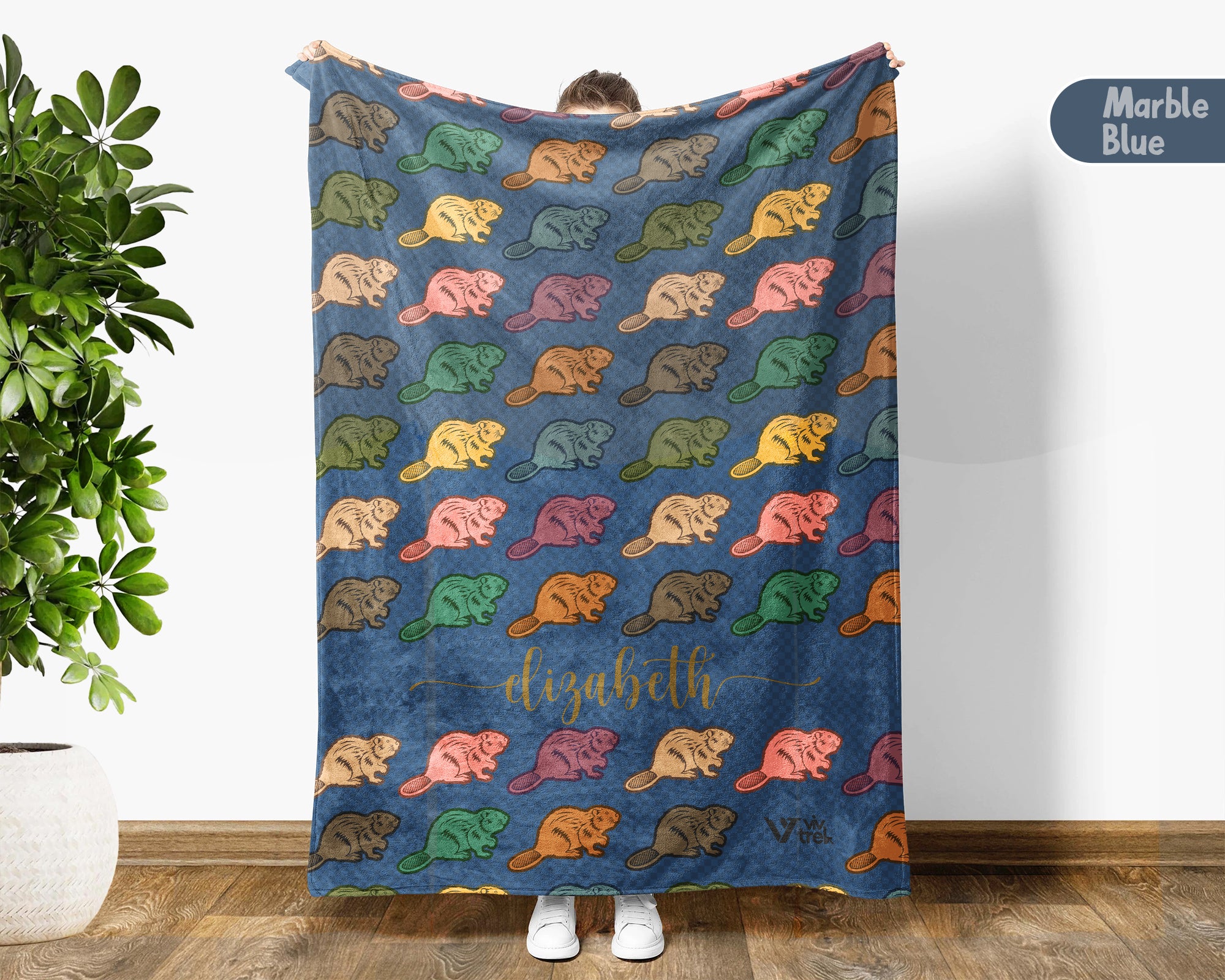 Personalized Beaver Throw – Cozy Custom Name Animal Blanket