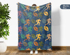 Vintage Rugby Player Blanket – Cozy Throw for Rugby Fans