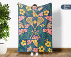 Floral Lacrosse Blanket – Cozy Vintage Sports Throw Gift